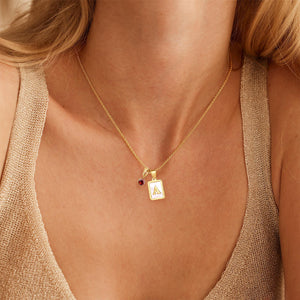 Personalized Initial Birthstone Necklace For Woman