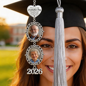 Graduation Day Walking Beside You Custom Tassel Photo Charm - Personalized Graduation Gifts For Graduate