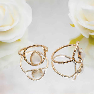 Natural Moonstone ring gold filled gem stone stacking dainty ring