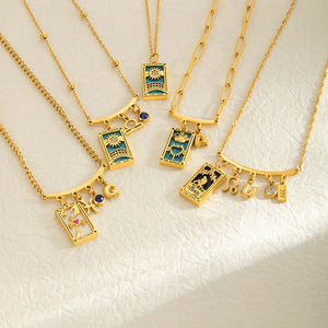 Personalized Tarot Zodiac Birthstone Initial Number Necklace Gift for Astrology Lovers