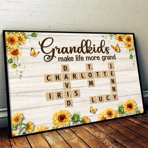 Grandkids Make Life More Grand Crossword Puzzle Sunflower Personalized Canvas/Poster