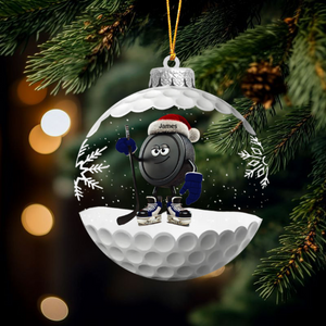 Personalized Snowball Ice Hockey Ornament
