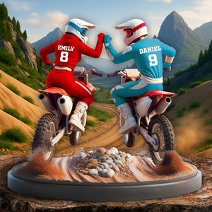 "Ride Together, Stay Together" - Personalized Dirt Bike Couple Acrylic Plaque - Custom Gifts for Moto-Loving Couples