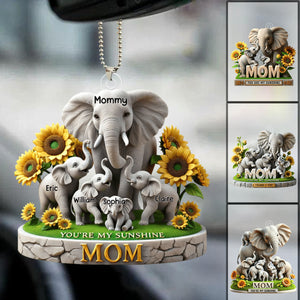 Personalized Elephant Acrylic Ornament - Custom Name For Mom