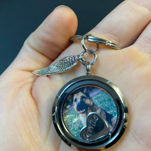 Engraved Name Photo Personalized Pet Keychain, Memorial Dog Fur keepsake