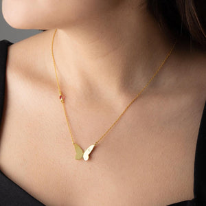 Personalized Butterfly Initial Birthstone Necklace