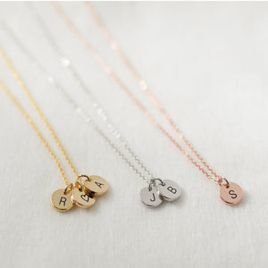Personalized Initial Disc Necklace/ Engraved Letter Necklace