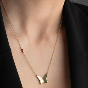 Personalized Butterfly Initial Birthstone Necklace