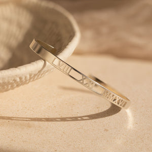 Custom Cuff Bracelet Personalized Bracelet: Coordinates, Dates, Roman Numerals,Anniversary Gift for Her,Him