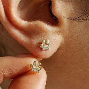 Personalized Paw Earrings, Gift for Pet Lovers, Pet Remembrance Studs