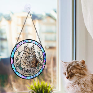 Custom Pet Portrait Stained Suncatcher Ornament, Sympathy Gifts