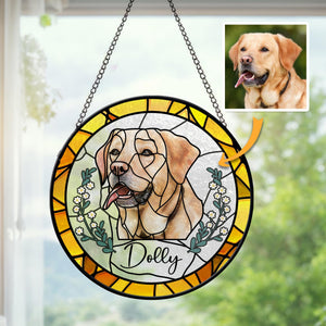 Custom Pet Portrait Stained Suncatcher Ornament, Sympathy Gifts