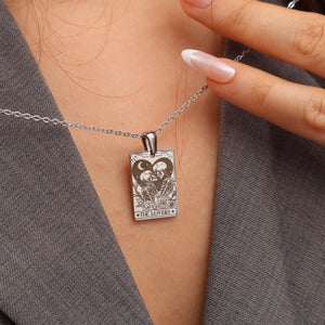 Personalized Couple Skull The Lovers Tarot Card Necklace
