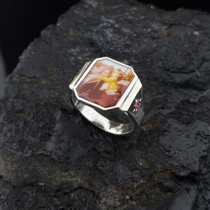 Photo Ring With 2 Birthstones, Personalized Gift for Her