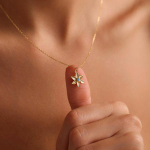 Gold Birth Flower Necklace with Birthstone