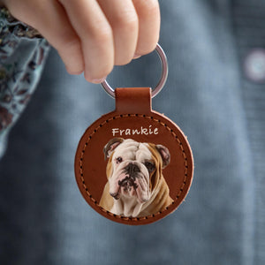Personalized Engraved Name Custom Pet Keychain with Portrait from Photo, Memorial Gift