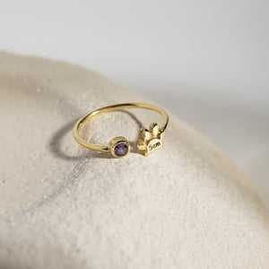 Personalized Engraved Paw Birthstone Ring Gift for Pet Lovers