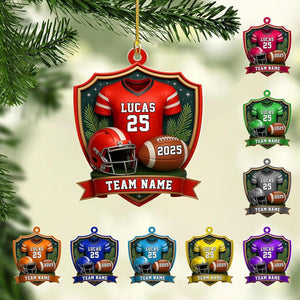 Personalized American Football Shoulder Pads and Helmet Ornament