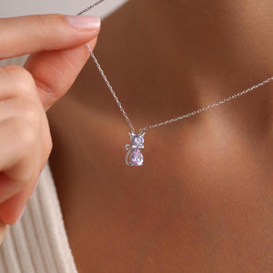 Custom Birthstone Cat Necklace for Women,Kitten Necklace, Gift for Cat Lovers
