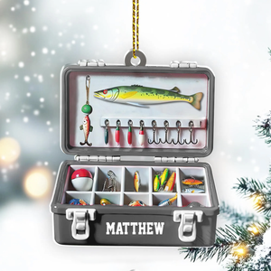 Personalized Fishing Tackle Box Acrylic Ornaments Presents For Fishermen