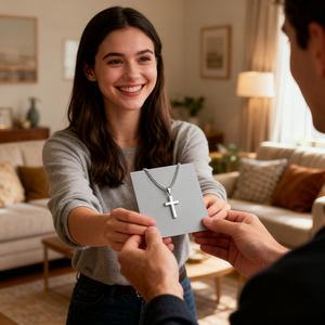 The Day I Met You I Found My Missing Piece - Personalized Cross Necklace With Card