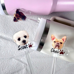 Personalized Custom Pet Photo Tumbler Straw Cover Gift For Pet Lovers