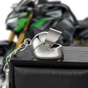 Personalized Name Motorcycle Helmet Keychain Gift for Biker