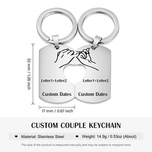 Personalized Pinky Promise Couple Keychain Set Engrave Name Matching Couple Gifts
