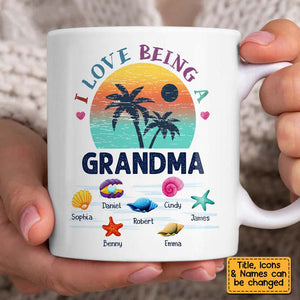 Gift For Grandma Beach Summer Vacation I Love Being A Grandma Mug