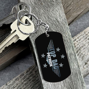 Personalized Stainless Steel Top Dad Keychain