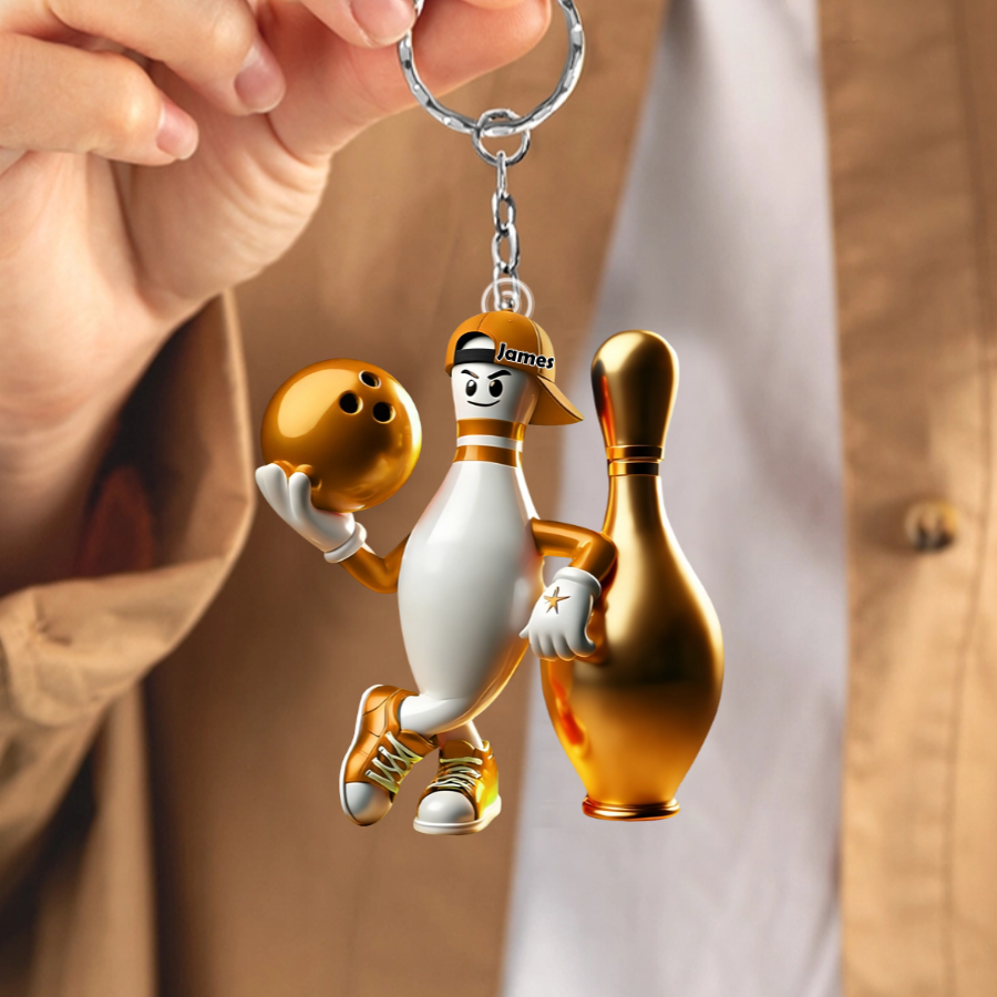 Custom Name Bowling Personalized Acrylic Keychain Gift for Bowling Lover