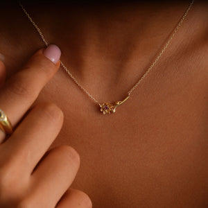 Birth Flower Necklace - Dainty Horizontal Flower Charm