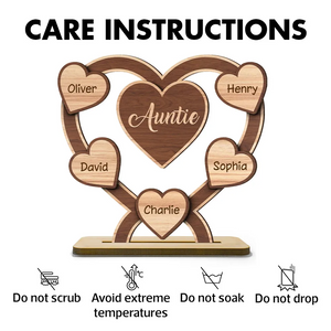 Grandma Mom Hearts Personalized 2-Layered Standing Wooden Plaque