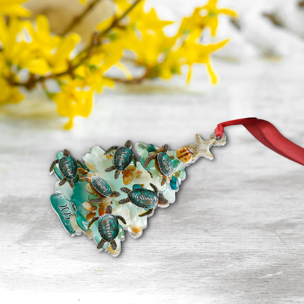 Merry Christmas - Personalized Sea Glass Family Ornament