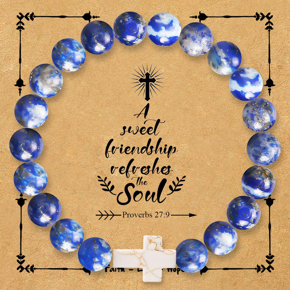 Natural stone cross bracelet