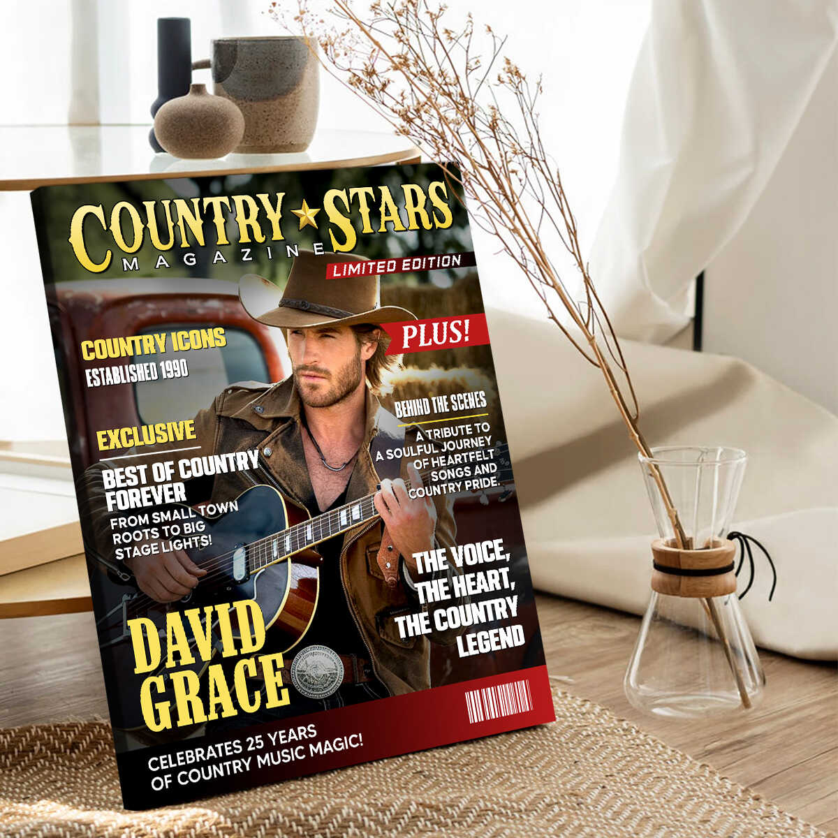 Personalized Country Stars Magazine Cover Canvas, Custom Country Stars Photo Canvas, Cool Gift For Music Lover