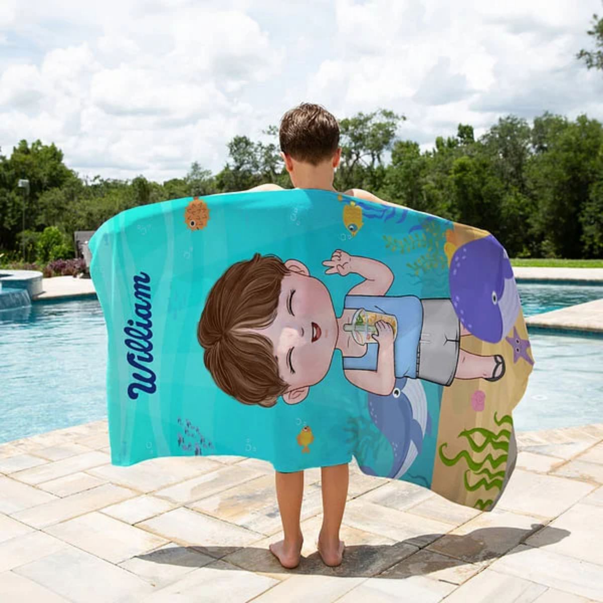 Summer, Beach, Pool, Travel And Kid - Family Personalized Beach Towel