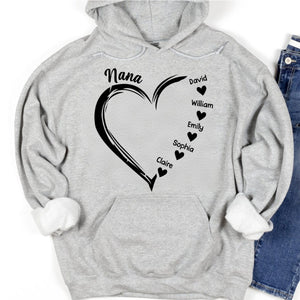 Personalized Grandma and Grandkids,Grandma Heart Pure cotton hoodie