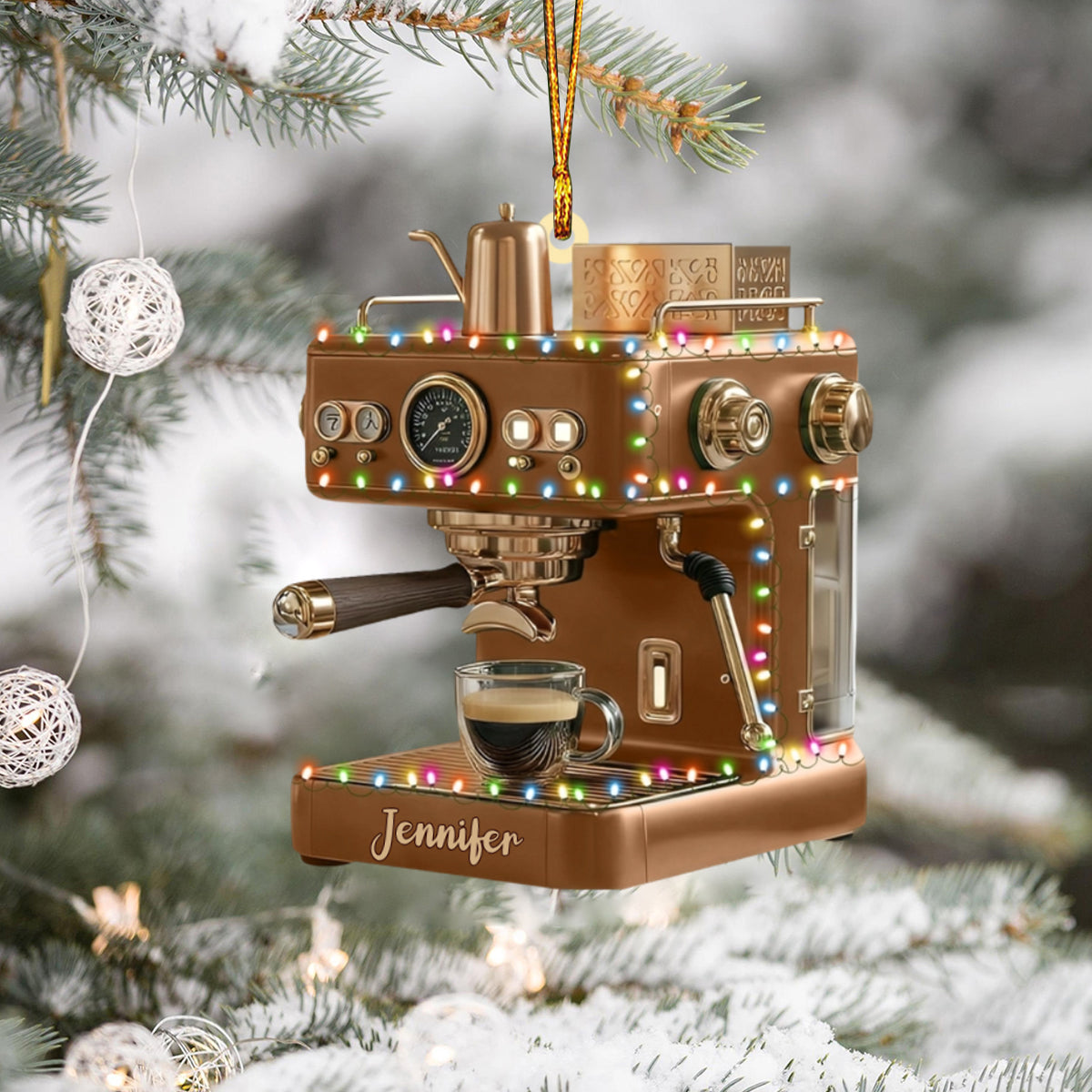 Personalized Espresso Machine Ornament,Mini Coffee Maker Decor
