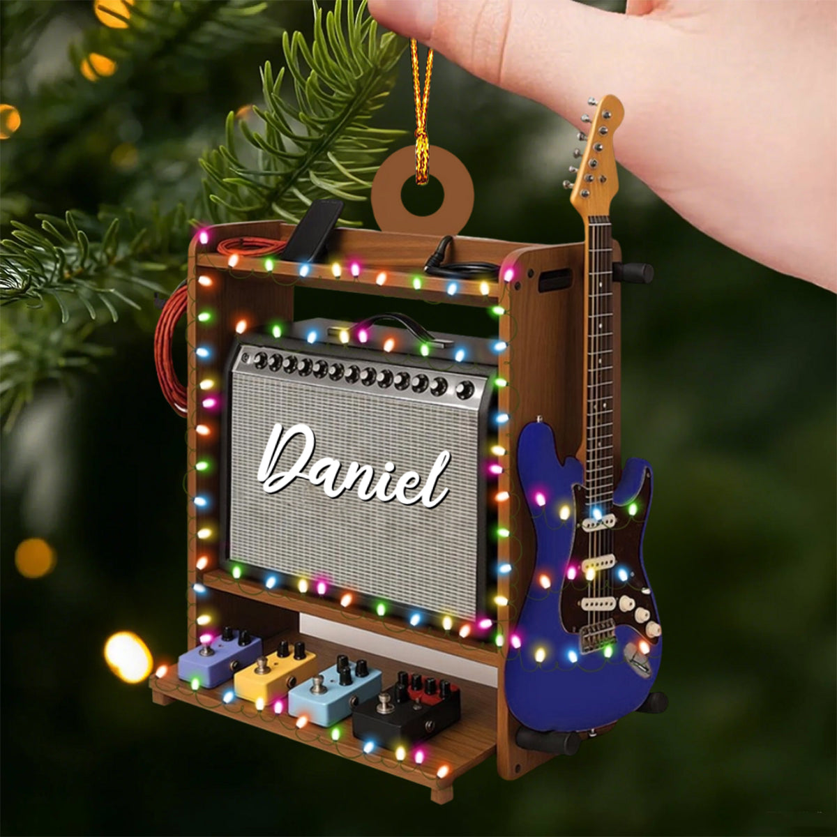 Personalized Electric Guitar Ornament Custom Name Christmas Guitarist Gift For Guitar Lovers