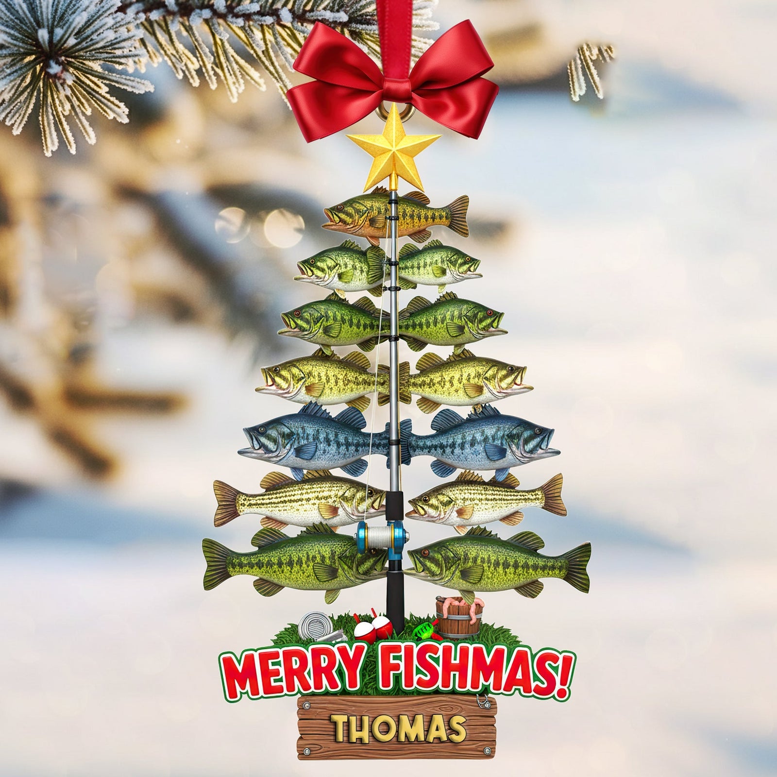 Merry Fishmas - Personalized Ornament Christmas Gift for Fishing Lovers