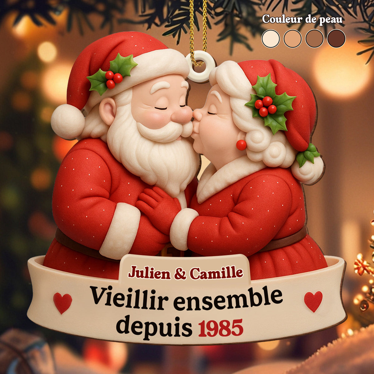 Growing Old Together With Santa and Mrs. Claus,Custom Wood Ornament,Gift For Couples and Family