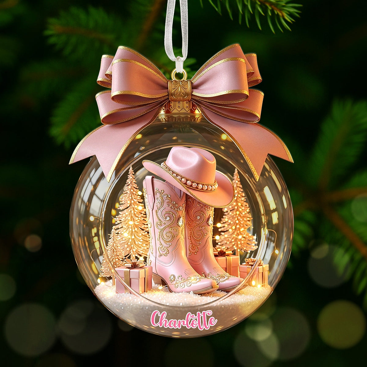 Cowgirl Boots Ornament - Personalized Christmas Gift For Cowgirl