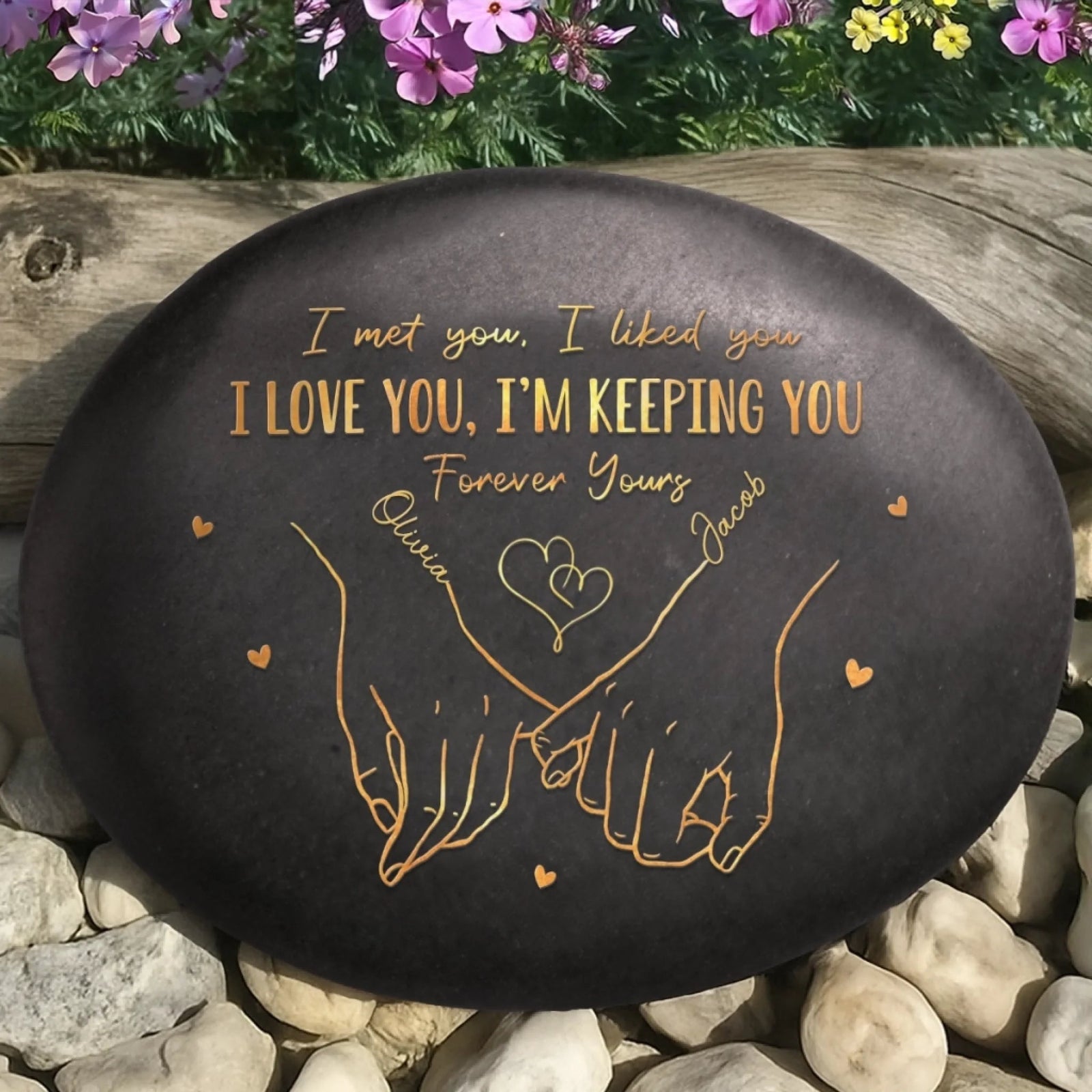 Custom Printed Rock - Personalized Anniversary Wedding Gifts For Husband And Wife, Him And Her