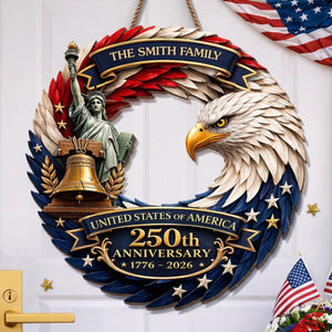 Custom Family Wood Sign Personalized America 250th Anniversary Gifts