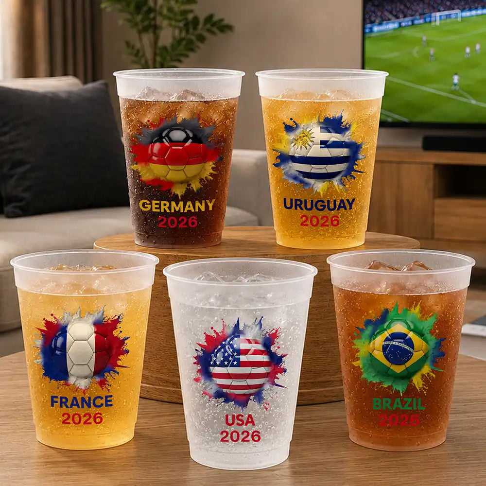 Country Flags Soccer Ball Personalized Frosted Cups