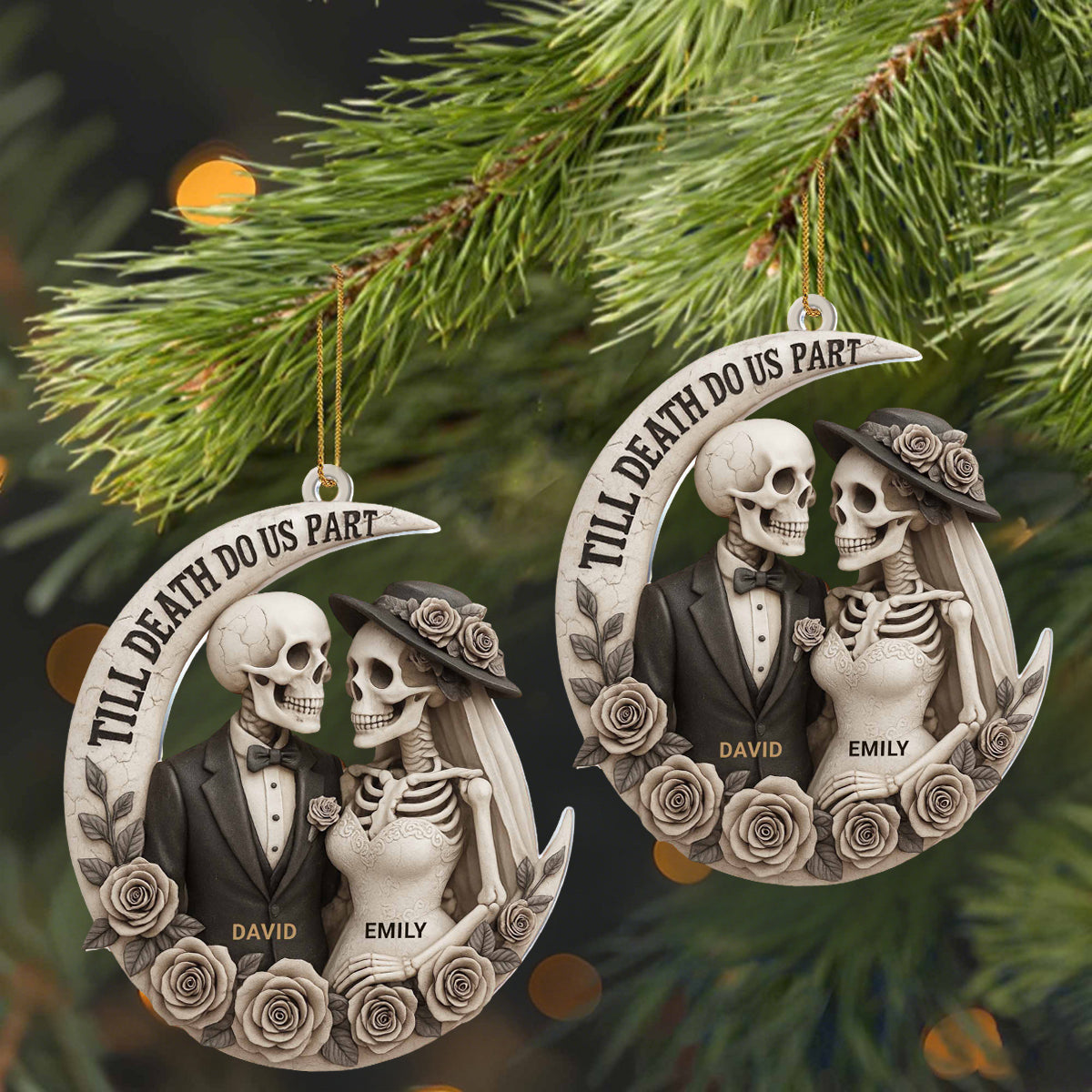 Till Death Do Us Part, Skeletons And Roses, Custom Acrylic Ornament, Gift For Couples
