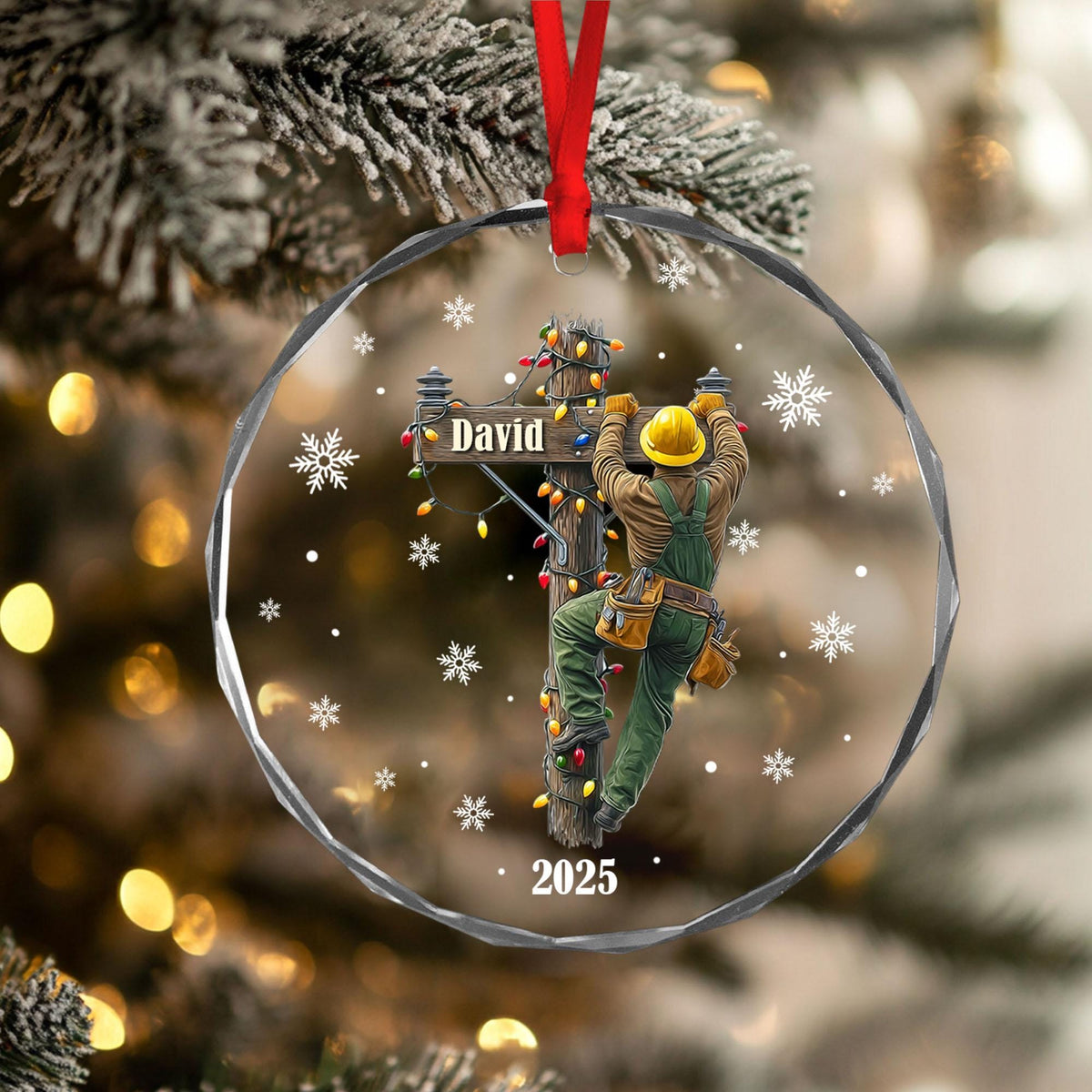 Keeping the Lights On - Lineman Outfit Personalized Christmas Ornament, Gift For Lineworker