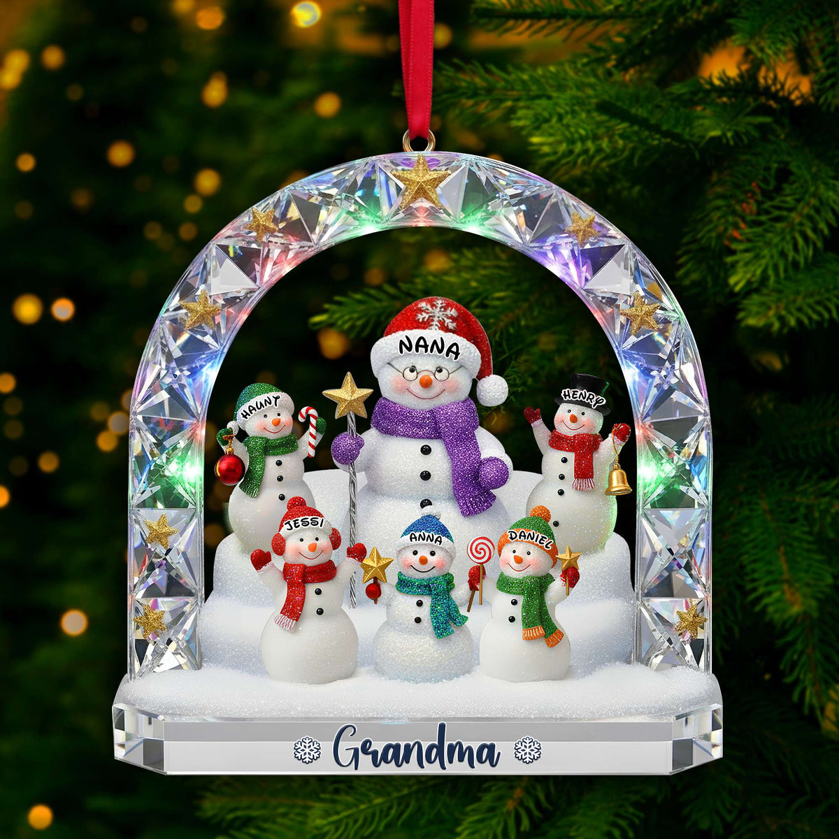 Grandma’s Snowman Family Ornament Personalized Christmas Gift For Grandma