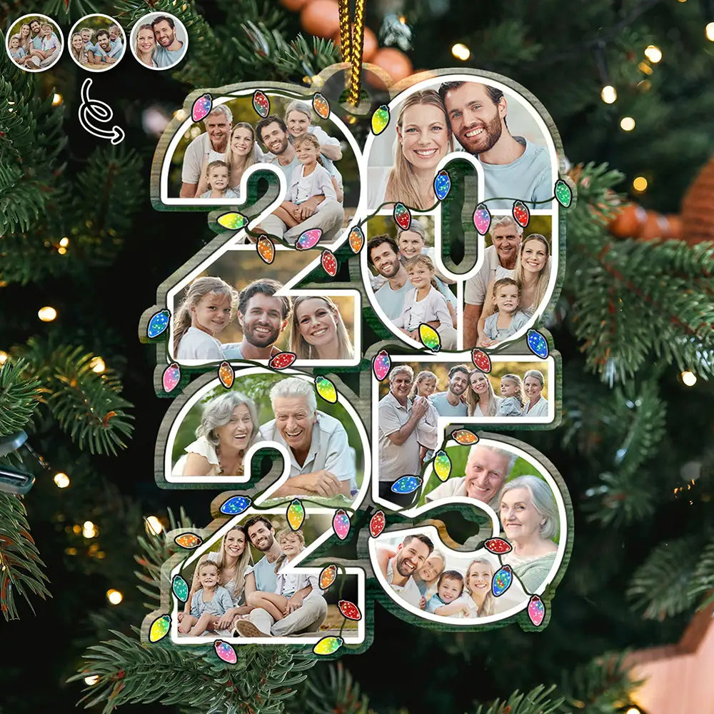 Custom Photo What A Year - Personalized Custom Shaped Acrylic Ornament